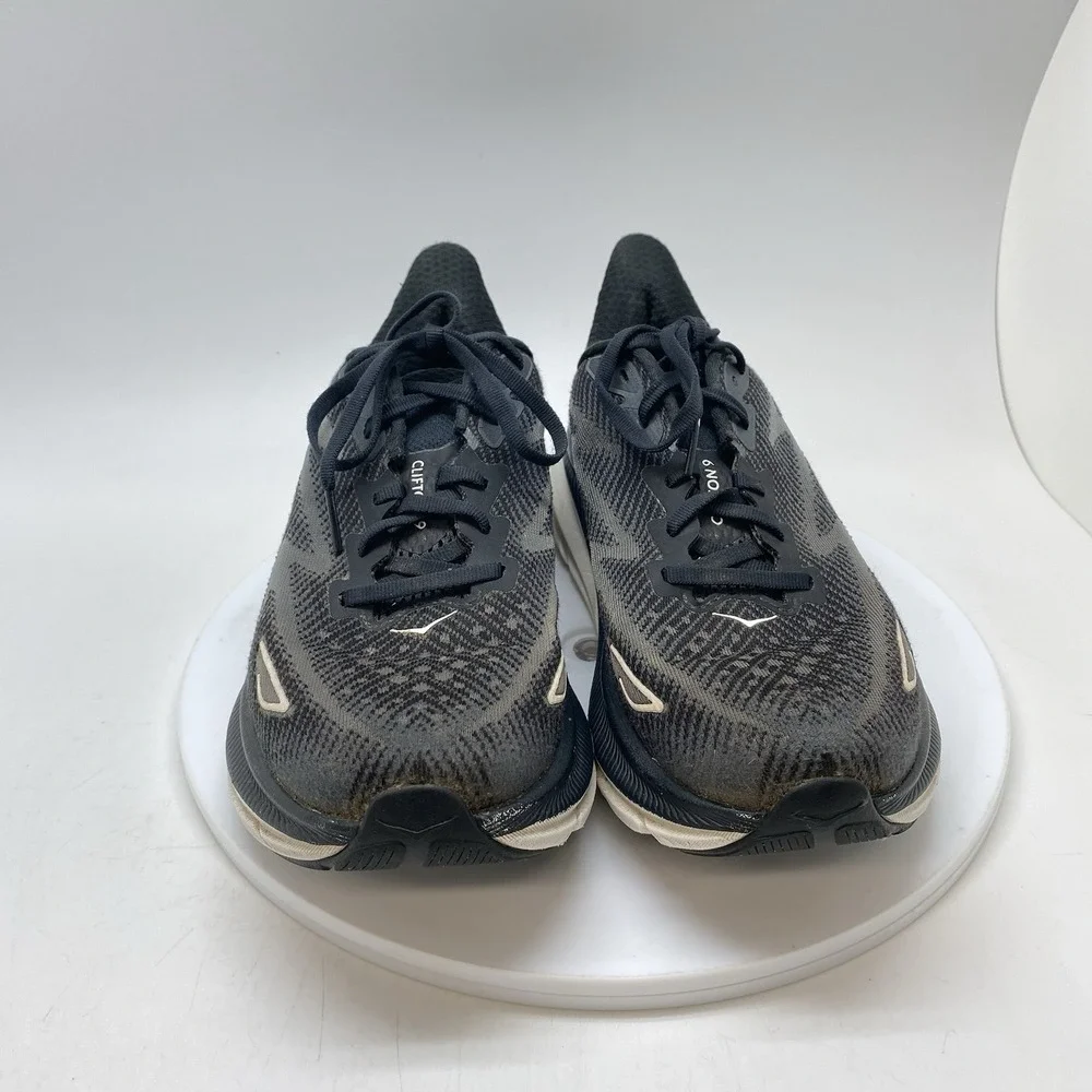 Hoka One One Sneakers Womens 8 B Clifton 9 1127896 BWHT Black Running Gym Shoes